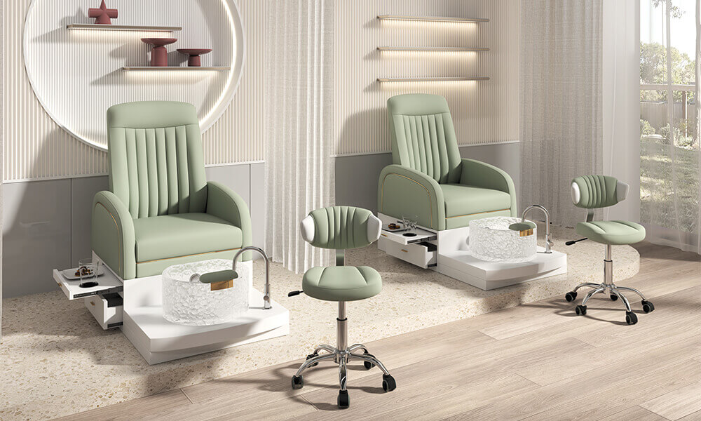 Yoocell green color pedicure spa chair pedicure nail station