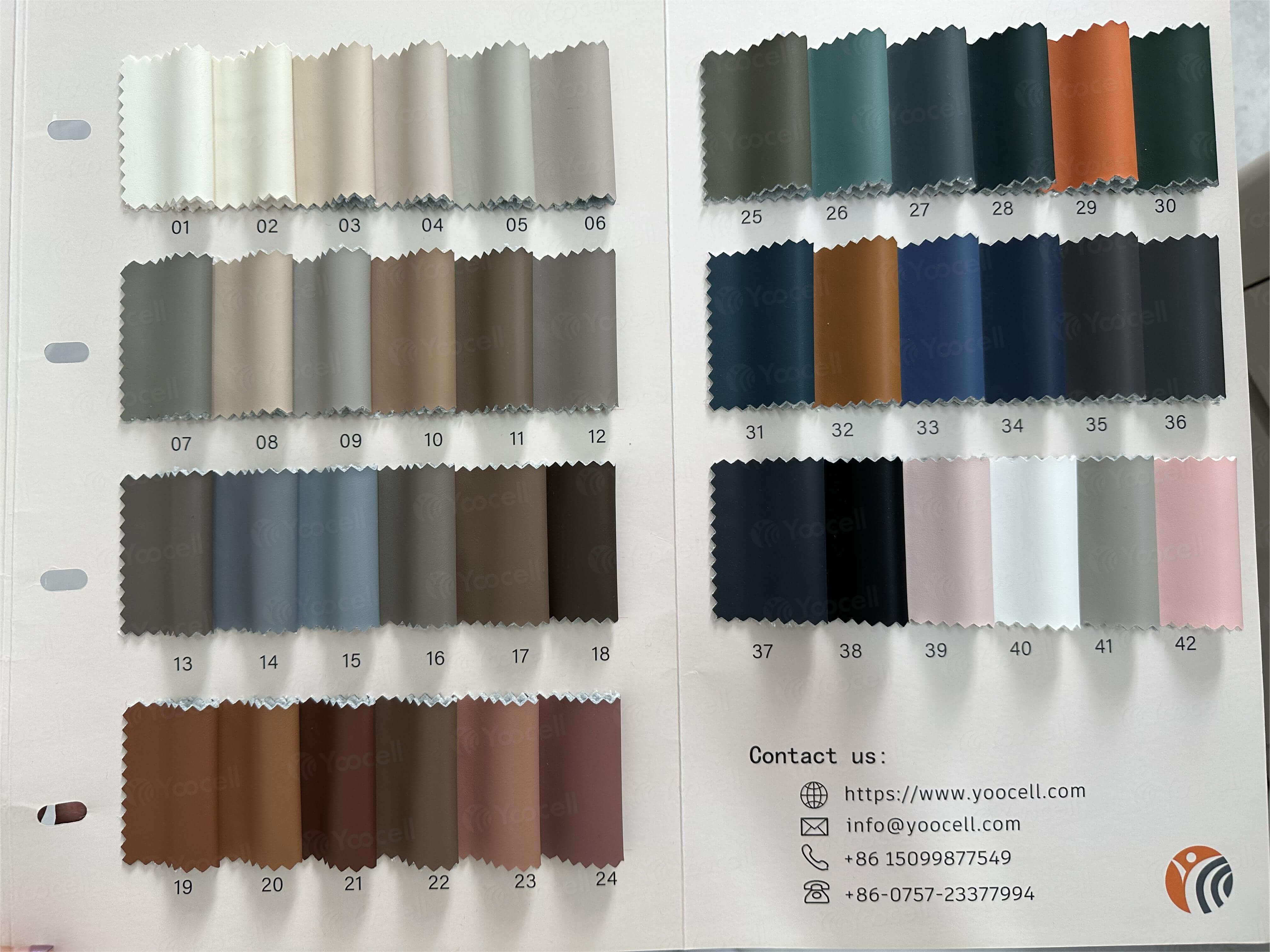 Yoocell leather color swatch for salon furniture