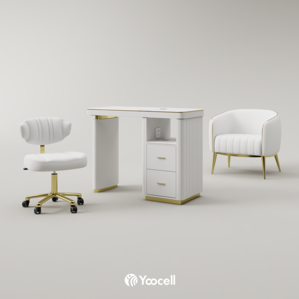 【美品】YOOL YOchair off-white フルSET品 Yoocell Manicure Table, Chair & Stool Set AG1850 - Yoocell